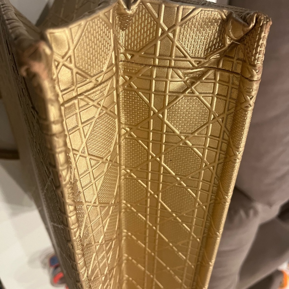 Rare Authentic Christian Dior Book Tote Big Size Handbag Golden Canvas - Picture 10 of 12